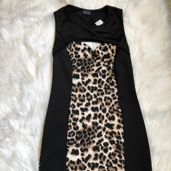 NWT Black and leopard Joyce Leslie mini dress - Picture 3 of 5